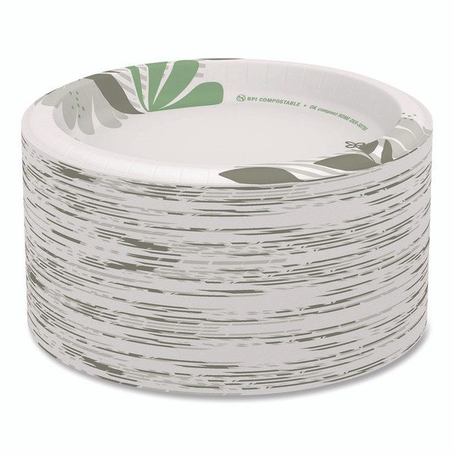 GEORGIA PACIFIC Dixie® UX9PATH Pathways Soak-Proof Shield Mediumweight Paper Plates, 8.5" dia., Green/Burgundy, 1,000/Carton