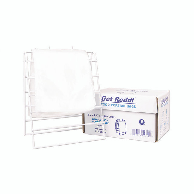 INTEGRATED BAGGING SYSTEMS Inteplast Group PC657-SP Get Reddi Saddle Pack Poly Food Portion Bags, Fold-Top Closure, 0.5 mil, 6.5" x 7", Clear, 2,000/Carton