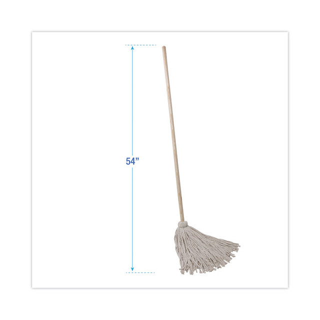 BOARDWALK 124C Handle/Deck Mops, #24 White Cotton Head, 54" Natural Wood Handle, 6/Pack