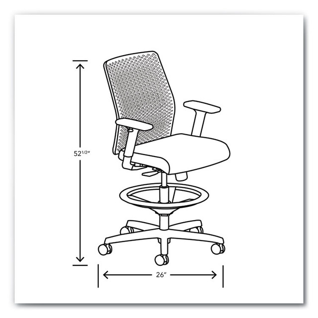 HON COMPANY TSR0A0S39BST Ignition 2.0 ReActiv Low-Back Task Stool, 22.88" to 31.75" Seat Height, Flint Seat, Charcoal Back, Black Base