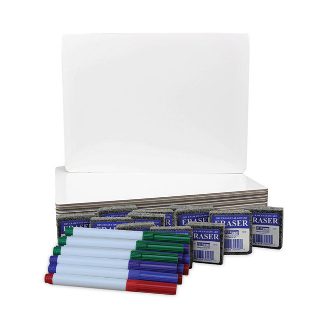 FLIPSIDE PRODUCTS 31003 Dry Erase Board Set, 12" x 9", White Surface, 12/Pack
