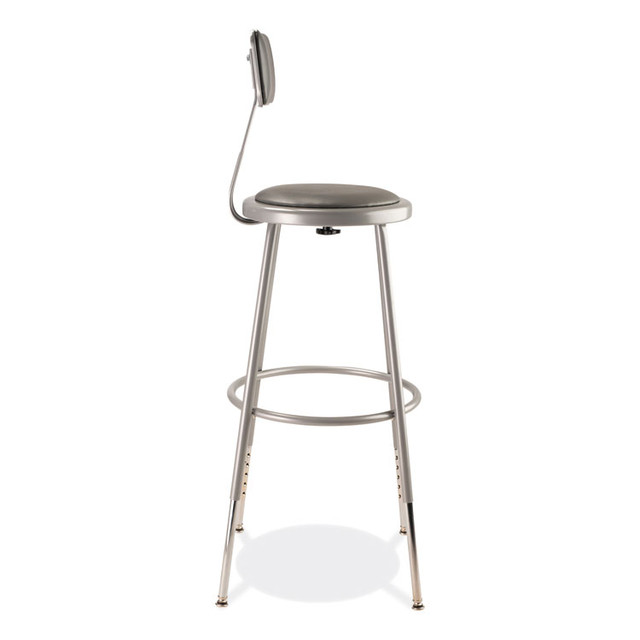 NATIONAL PUBLIC SEATING NPS® 6424HB 6400 Series Height Adjustable Heavy Duty Padded Stool with Backrest, Supports Up to 300 lb, 25" to 33" Seat Height, Gray