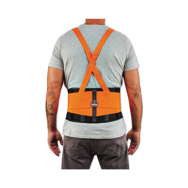 TENACIOUS HOLDINGS, INC. ergodyne® 11882 ProFlex 100HV Economy Hi-Vis Spandex Back Support Brace, Small, 25" to 30" Waist, Black/Orange