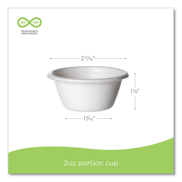 ECO-PRODUCTS,INC. EP-SPC2 Molded Fiber Portion Cups, 2 oz, Sugarcane, White, 2,500/Carton
