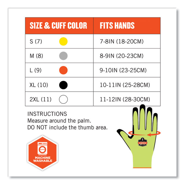 TENACIOUS HOLDINGS, INC. ergodyne® 17826 ProFlex 7041-CASE ANSI A4 Nitrile Coated CR Gloves, EN388: 4X42D, 12" Long, XX-Large, Lime, 144 Pairs/Carton