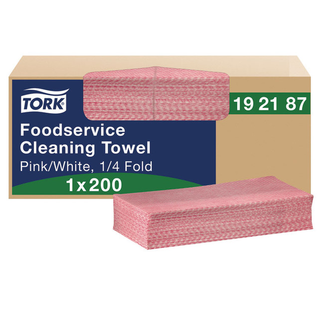 SCA TISSUE Tork® 192187 Foodservice Cleaning Towel, 1-Ply, 6 x 10.75, Pink, 200/Carton