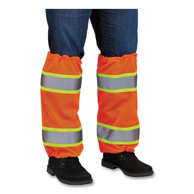 TENACIOUS HOLDINGS, INC. ergodyne® 29091 GloWear 8009 Class E Two-Tone Mesh Leg Gaiters, One Size Fits Most, Orange