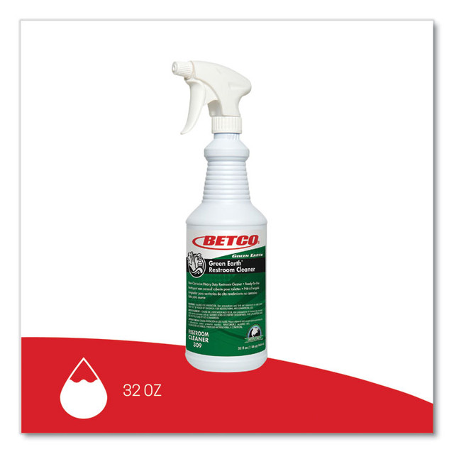 BETCO CORPORATION 3091200 Green Earth RTU Restroom Cleaner, Fresh Mint Scent, 32 oz Bottle, 12/Carton