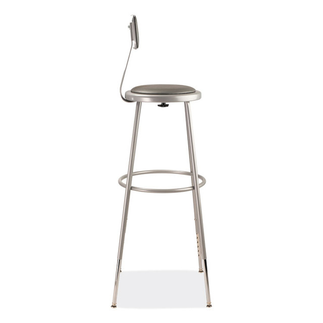 NATIONAL PUBLIC SEATING NPS® 6430HB 6400 Series Height Adjustable Heavy Duty Padded Stool with Backrest, Supports 300 Up to lb, 32" to 39" Seat Height, Gray