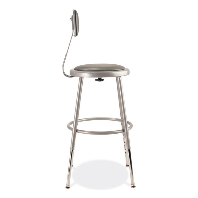 NATIONAL PUBLIC SEATING NPS® 6418HB 6400 Series Height Adjustable Heavy Duty Padded Stool with Backrest, Supports Up to 300 lb, 19" to 27" Seat Height, Gray