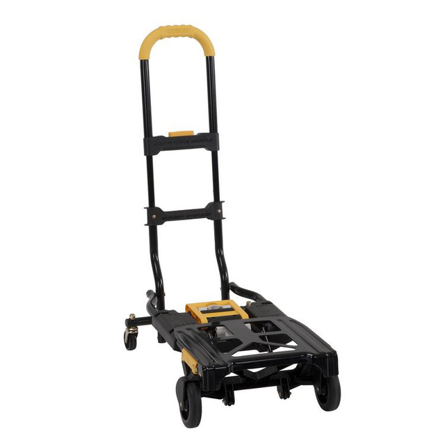 COSCO 12225YGB1E 2-in-1 Folding Hand Truck, 300 lb Capacity, 17" x 30.5" x 33.5", Black/Yellow