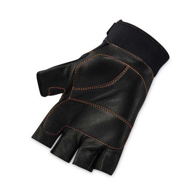 TENACIOUS HOLDINGS, INC. ergodyne® 17782 ProFlex 901 Half-Finger Leather Impact Gloves, EN388: 3122X, Small, Black, Pair