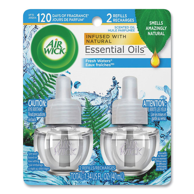 RECKITT BENCKISER Air Wick® 79717CT Scented Oil Refill, Fresh Waters, 0.67 oz, 2/Pack, 6 Pack/Carton