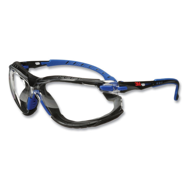 3M/COMMERCIAL TAPE DIV. S1101SGAFKT Solus 1000 Series Safety Glasses, Black/Blue Plastic Frame, Clear Polycarbonate Lens