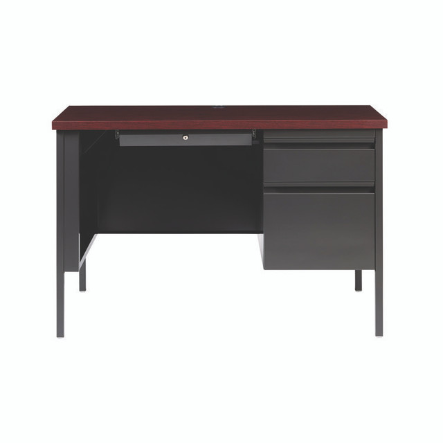 ALERA HSD4524CM Single Pedestal Steel Desk, 45" x 24" x 29.5", Mahogany/Charcoal, Charcoal Legs