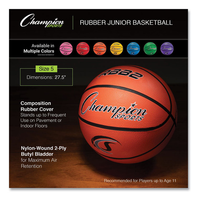 CHAMPION SPORT Sports RBB2 Rubber Sports Ball, Basketball, No. 5 Size, Junior Size, Orange