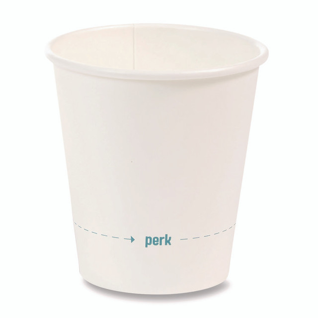 PERK 24431638 White Paper Hot Cups, 10 oz, 50/Pack
