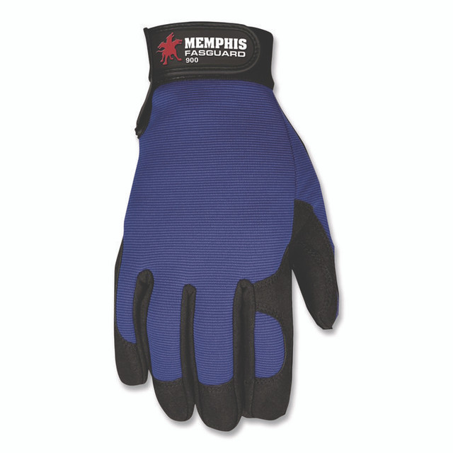 MCR SAFETY 900XL Clarino Synthetic Leather Palm Mechanics Gloves, X-Large, Blue/Black, Pair
