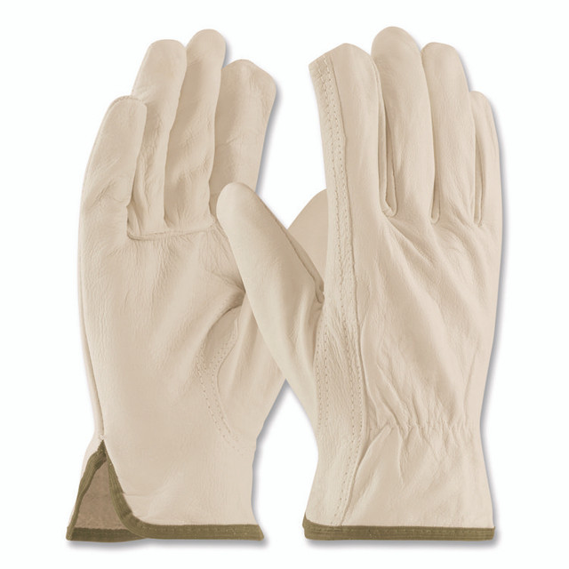 PROTECTIVE INDUSTRIAL PRODUCTS INC PIP 68162M Economy Grade Top-Grain Cowhide Leather Work Gloves, Gunn Cut, Wing Thumb, Medium, Tan, Pair