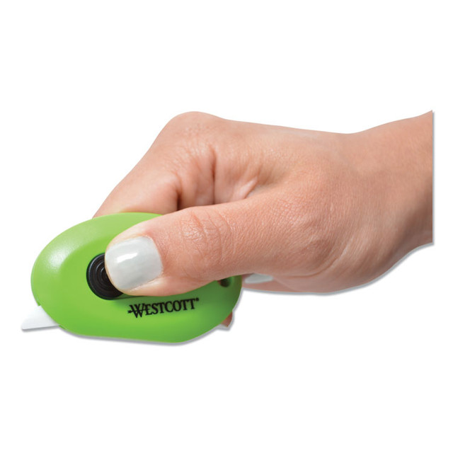 EVERSHARP PEN CO. Westcott® 16474 Compact Safety Ceramic Blade Box Cutter, Retractable Blade, 0.5" Blade, 2.5" Plastic Handle, Green