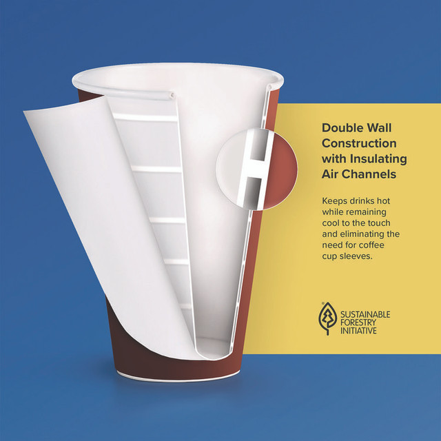 DART SOLO® DWTG24ST Thermoguard Insulated Paper Hot Cups, 24 oz, Steam Print Design, 600/Carton