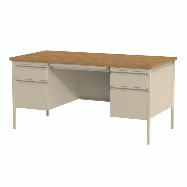 ALERA HSD6030PC Double Pedestal Steel Desk, 60" x 30" x 29.5", Cherry/Putty, Putty Legs