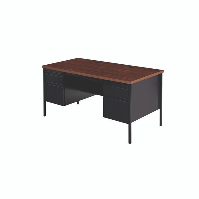 ALERA HSD6030BM Double Pedestal Steel Desk, 60" x 30" x 29.5", Mocha/Black, Black Legs