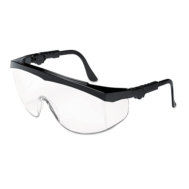 MCR SAFETY TK110 Tomahawk Wraparound Safety Glasses, Black Nylon Frame, Clear Lens, 12/Box