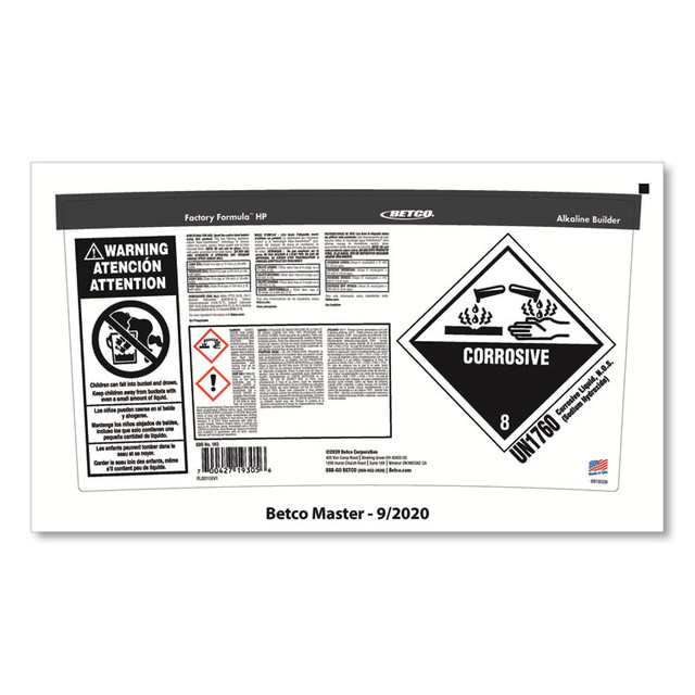 BETCO CORPORATION 1930500 Factory Formula HP Cleaner Degreaser, 5 gal Bucket