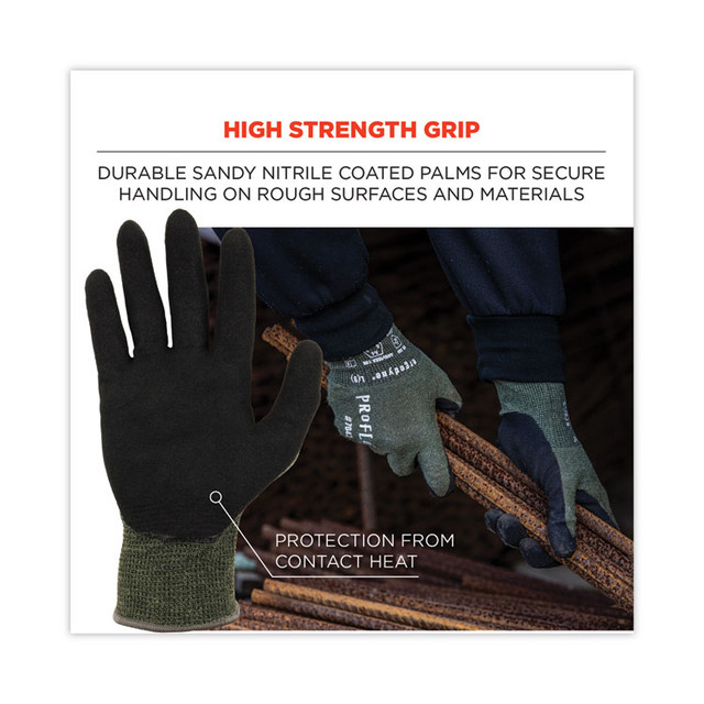 TENACIOUS HOLDINGS, INC. ergodyne® 10335 ProFlex 7042 ANSI A4 Nitrile-Coated CR Gloves, EN388: 4X41D, 9" Long, X-Large, Green, 12 Pairs