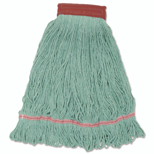 BOARDWALK LM30314L Wideband Looped-End Mop Heads, Cotton/Rayon/Synthetic, Large, Green, 12/Carton