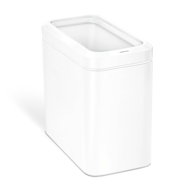 SIMPLEHUMAN LLC CW1492 simplehuman Slim Open Can, 15-1/4inH x 8-3/4inW x 16-3/4inD, White Steel