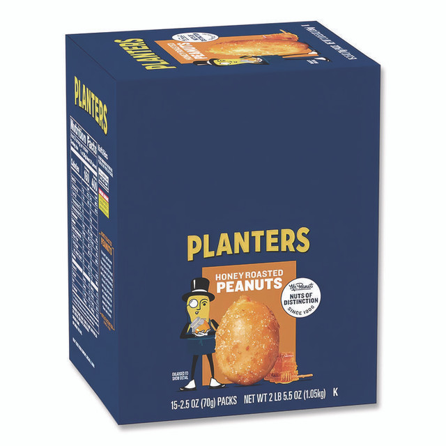 KRAFT FOODS, INC Planters® 01652 Honey Roasted Peanuts, 2.5 oz Tube, 15/Box