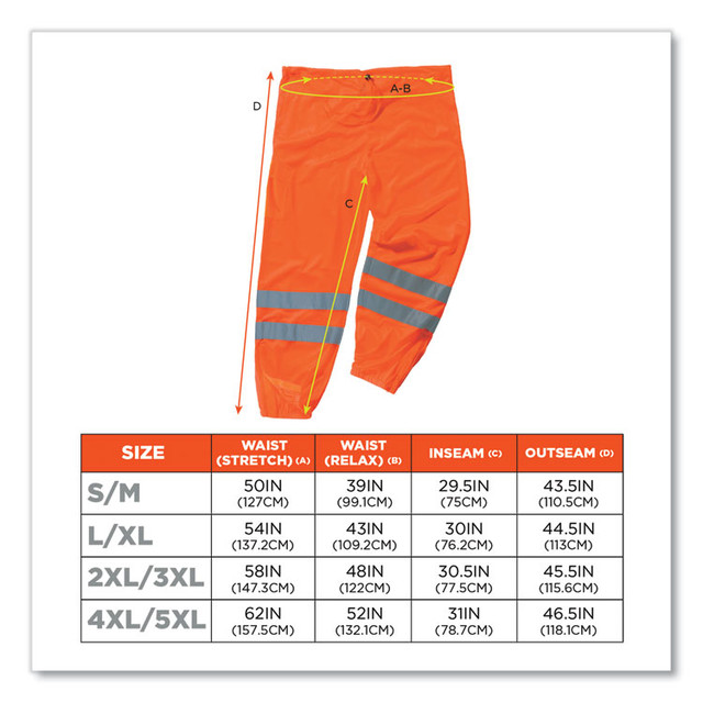TENACIOUS HOLDINGS, INC. ergodyne® 22855 GloWear 8910 Class E Hi-Vis Pants, Large/X-Large, Orange