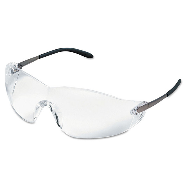 MCR SAFETY S2110 Blackjack Wraparound Safety Glasses, Chrome Plastic Frame, Clear Lens