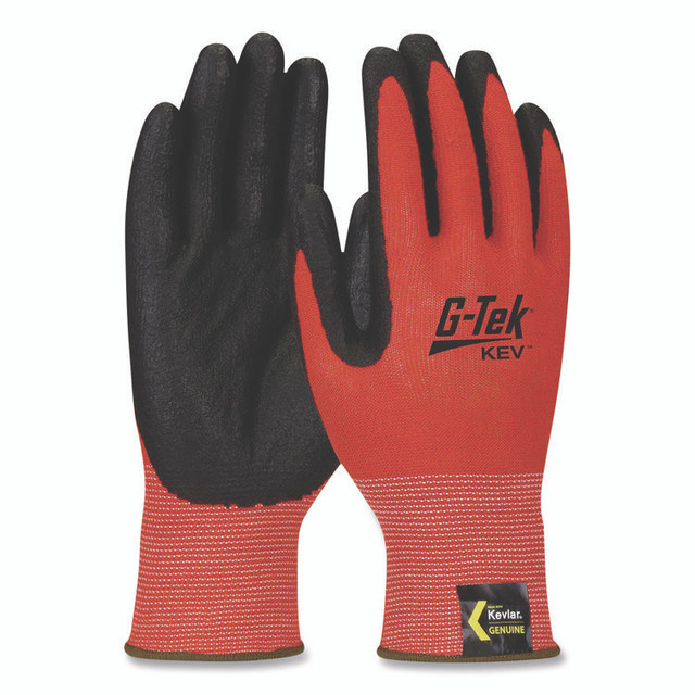 PROTECTIVE INDUSTRIAL PRODUCTS INC G-Tek® 09K1640XXL KEV Hi-Vis Seamless Knit Kevlar Gloves, EN388: 4X31, XX-Large, Red/Black, Pair