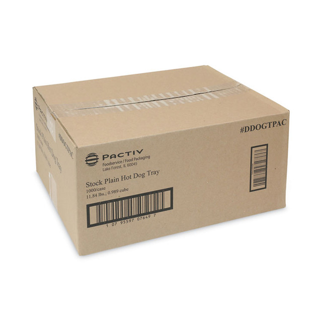 PACTIV EVERGREEN CORPORATION DDOGTPAC Paperboard Boat Basket, Hot Dog Tray with Perforations, 7 x 1.75 x 1.4, White, Paper, 1,000/Carton