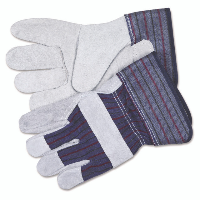 MCR SAFETY 12010XL Men's Split Leather Palm Gloves, Gunn Cut, Wing Thumb, X-Large, Gray, Dozen