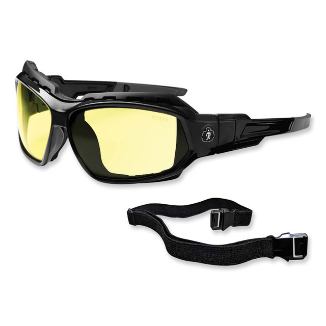 TENACIOUS HOLDINGS, INC. ergodyne® 56050 Skullerz Loki Safety Glasses/Goggles, Black Nylon Impact Frame, Yellow Polycarbonate Lens