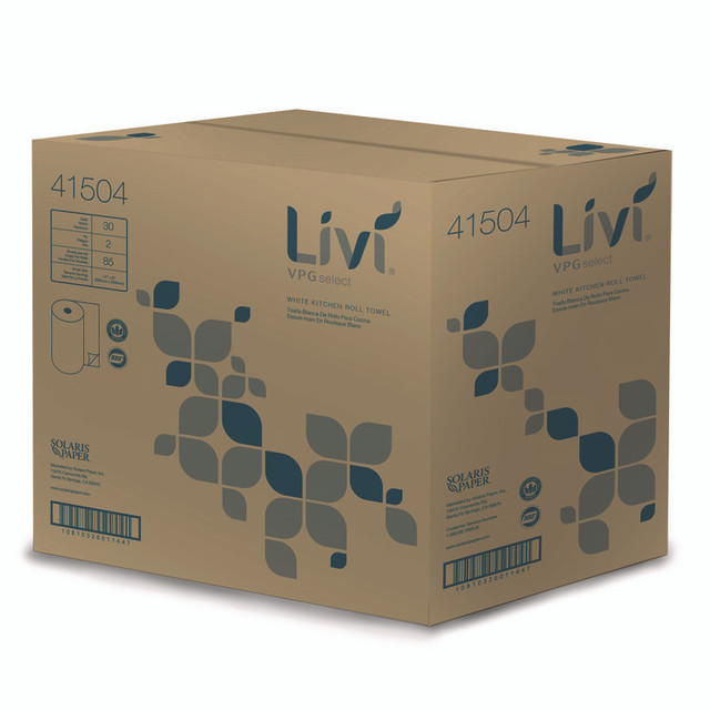 SOLARIS PAPER Livi® VPG Select 41504 Kitchen Roll Towel, 2-Ply, 10.98 x, 9.98, White, 30 Rolls/Carton