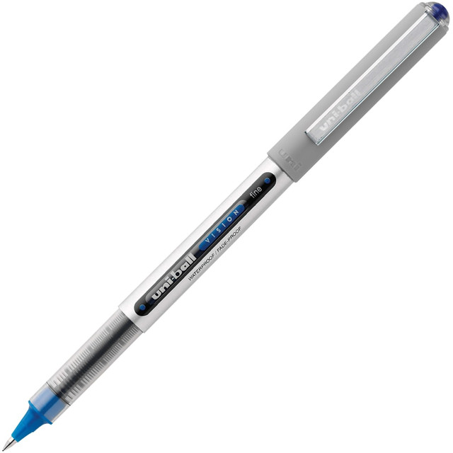 MITSUBISHI PENCIL CO.UK LTD 60134EA uni-ball Vision Liquid Ink Rollerball Pen, Fine Point, 0.7 mm, Gray Barrel, Blue Ink MITSUBISHI PENCIL CO.UK LTD 60134EA uni-ball Vision Liquid Ink Rollerball Pen, Fine Point, 0.7 mm, Gray Barrel, Blue Ink