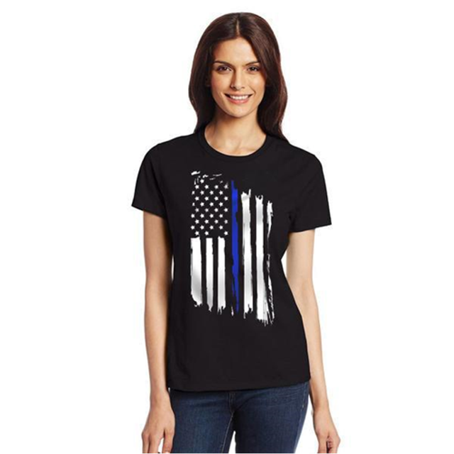 Thin Blue Line WOM-TBLA-MEDIUM Women's Thin Blue Line American Short Sleeve Thin Blue Line WOM-TBLA-MEDIUM Women's Thin Blue Line American Short Sleeve