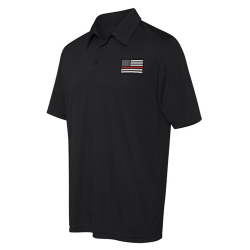 Thin Blue Line TRL-POLO-SPORT-SMALL Polyester Sport Polo - Embroidered Thin Red Line American Flag