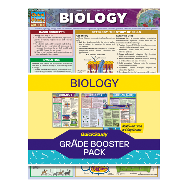 BARCHARTS INC 232599 QuickStudy Grade Booster Pack, Biology