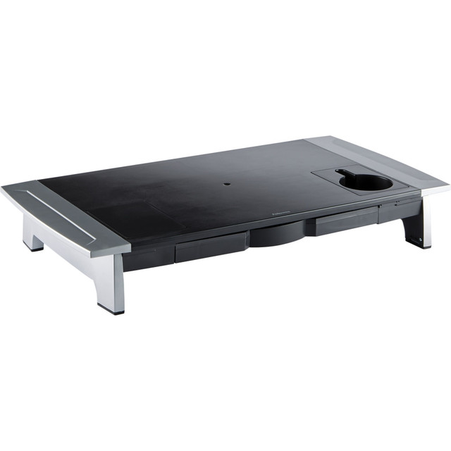 FELLOWES INC. 8031001 Fellowes Office Suites Large Monitor Riser, 4.19inH x 27inW x 14.06inD, Black/Silver