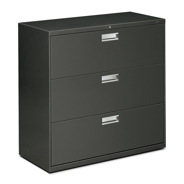 HNI CORPORATION HON 693LS  600 42inW x 19-1/4inD Lateral 3-Drawer File Cabinet With Lock, Charcoal
