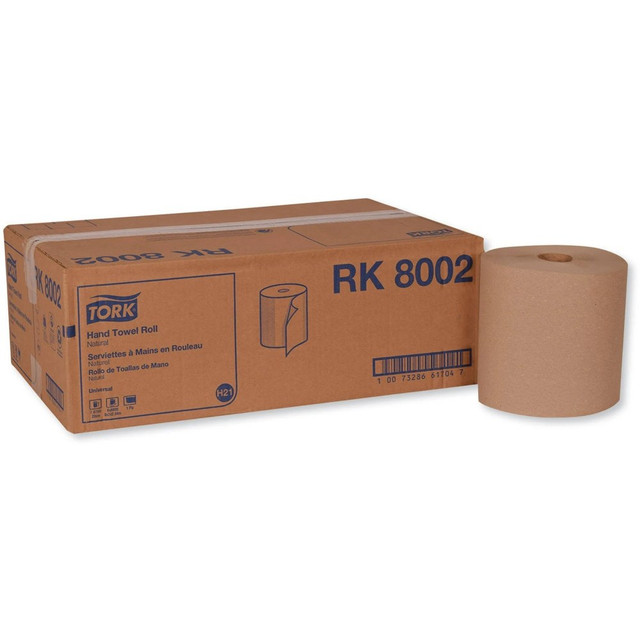 Tork TRKRK8002  Universal Hand Towel Roll - 1 Ply - 7.90in x 800 ft - 800 Sheets/Roll - 7.80in Roll Diameter - Natural - Paper - Strong, Absorbent, Embossed, Long Lasting - For Hand - 6