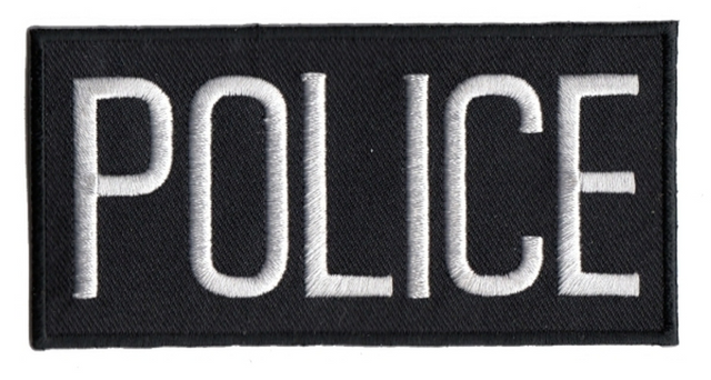 Hero's Pride 5217 POLICE Chest Patch - White/Black - 4''x2'' - Heat Seal Hero's Pride 5217 POLICE Chest Patch - White/Black - 4''x2'' - Heat Seal