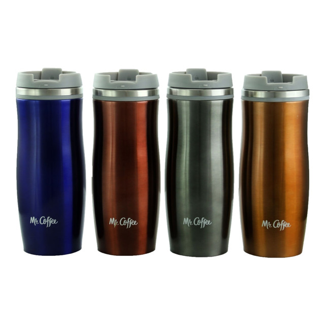 GIBSON OVERSEAS INC. 995112182M Mr. Coffee Kendrick 4-Piece Thermal Travel Tumbler Set, 10 Oz, Assorted Colors