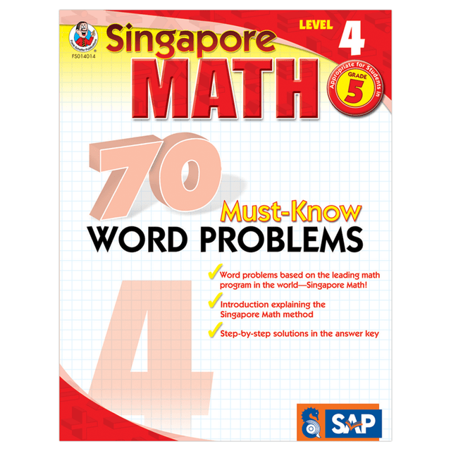 CARSON-DELLOSA PUBLISHING LLC 076824014X Carson-Dellosa Singapore Math 70 Must-Know Word Problems, Level 4, Grade 5